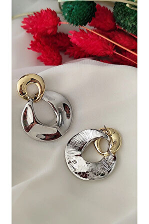 ÇİFT HALKA  METAL SİLVER GOLD KÜPE