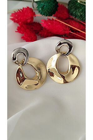 ÇİFT HALKA  METAL GOLD KÜPE