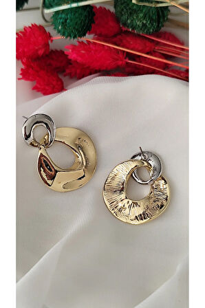 ÇİFT HALKA  METAL GOLD KÜPE