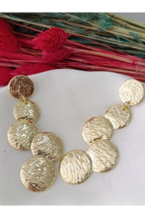 DÖRTLÜ OVAL SARKIT METAL GOLD KÜPE