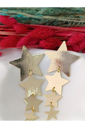ÇOKLU YILDIZ SARKIT METAL GOLD KÜPE