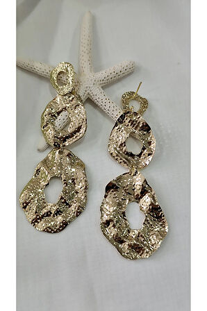 PRESS ÇİFT GEÇMELİ METAL GOLD KÜPE