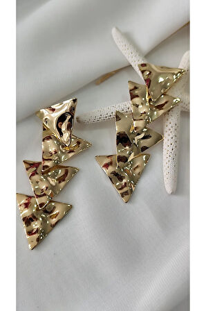 PİRAMİT SARKIT METAL GOLD KÜPE