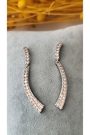 ZİRKON TAŞLI SARKIT METAL SİLVER KÜPE