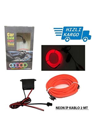 Araba Araç Içi Torpido Ledi Ip Neon Ip Led El Wire 2 Metre Kırmızı