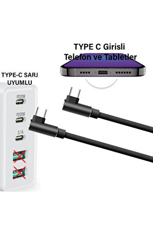 iPad Pro 11 inç 1-2-3-4 nesil M4 Şarj Kablosu Uzun 3 metre Type C to Type C Hızlı Şarj Kablosu
