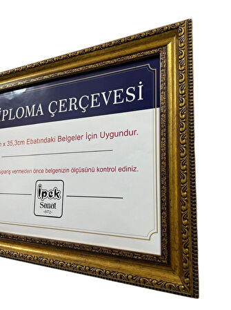 25X35 BOYUTUNDA DİPLOMA ÇERÇEVESİ GOLD RENK - HAKİKİ CAMLI ÜRÜN