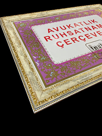 AVUKATLIK RUHSAT ÇERÇEVESİ - RUHSATNAME - 33X48- HAKİKİ CAMLI ÜRÜN