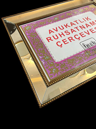 AYNALI AVUKATLIK RUHSATNAME ÇERÇEVESİ - 33x48 - Hakiki Camlı Ruhsat Çerçevesi