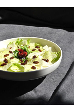 Modern Porselen Beyaz Krem 22 Cm Orta Salata Kasesi Bowl Kase Sunum Meze Servis Tabak- 1 Adet