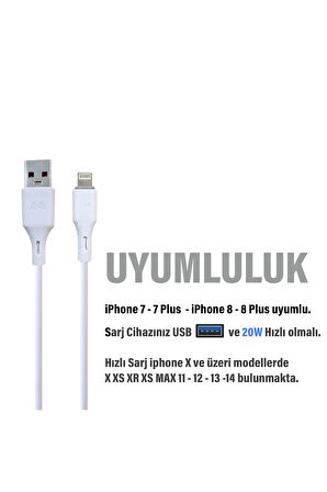 iPhone 7 Plus Şarj Kablosu  3.4A USB - Ligtning