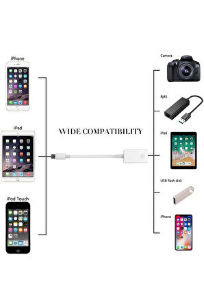 Apple Iphone Usb Dönüştürücü Otg Adaptör Iphone / Ipad Lightning To Usb 3.0 Aktarıcı