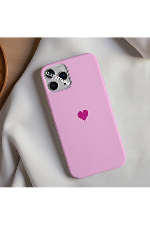 İphone 17 Air Uyumlu Içi Kadife Kalp Telefon Kılıfı