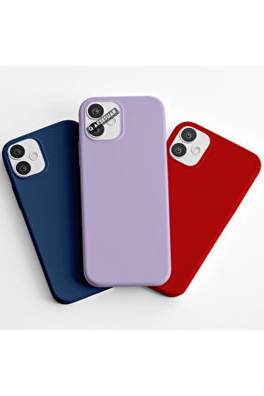 İphone 17 Uyumlu 3'lü Set Basic Telefon Kılıfı Lacivert-Lila-Kırmızı