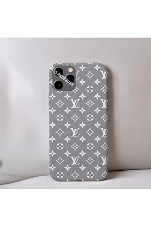 İphone 17 Pro Uyumlu İçi Kadife LV Desenli Tasarım Telefon Kılıfı