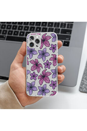 İphone 17 Pro Max Uyumlu Çiçek Tasarımlı Premium Şeffaf Telefon Kılıfı