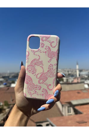 İphone SE 2.Nesil (2020) Uyumlu Leopar Tasarımlı Telefon Kılıfı - Krem