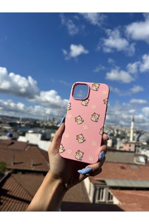 İphone SE 3.Nesil (2022) Uyumlu Sevimli Kedi Tasarımlı Telefon Kılıfı - Şeker Pembe