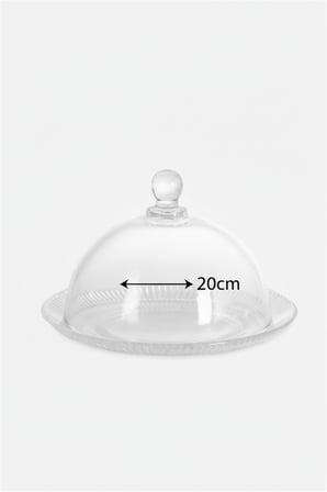 Cam Fanus Kapaklı Lüks Kek Tabağı 20 Cm