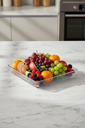Cam Kristalize Tabak 26 Cm – Şık Sunum Ve Dekoratif Servis