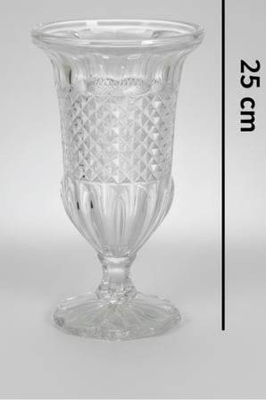 Lüks Kristal Kesim Ayaklı Cam Dekoratif Çiçek Vazosu 25 Cm