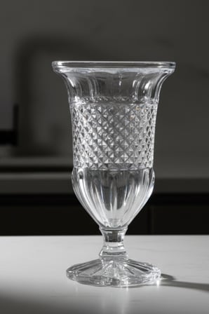 Lüks Kristal Kesim Ayaklı Cam Dekoratif Çiçek Vazosu 25 Cm