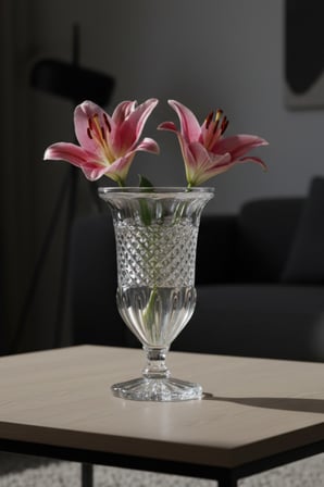 Lüks Kristal Kesim Ayaklı Cam Dekoratif Çiçek Vazosu 25 Cm
