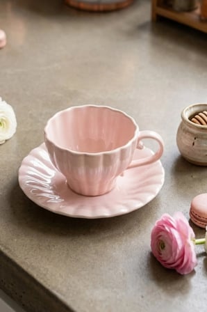 6 Kişilik Luster Pink Mrvel Porselen Kahve Takımı – Şık ve Zarif Kahve Sunum Seti