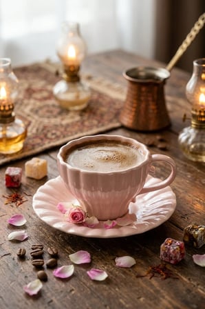 6 Kişilik Luster Pink Mrvel Porselen Kahve Takımı – Şık ve Zarif Kahve Sunum Seti