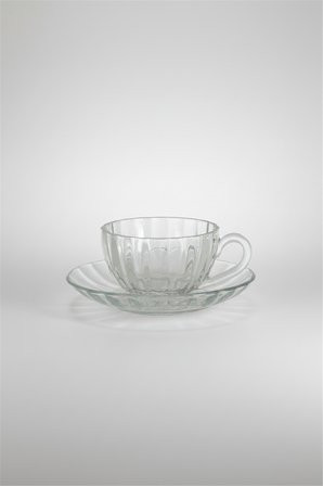 Crystal Rib 12 Parça Cam Çay Takımı – 170 Ml Bardak & Tabak