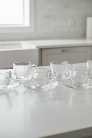 Natura Cam 12 Parça Cam Çay Seti – 190 Ml Bardak & Tabak