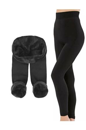 Tuana Toptan Detus - Kadın Siyah Peluş Tayt