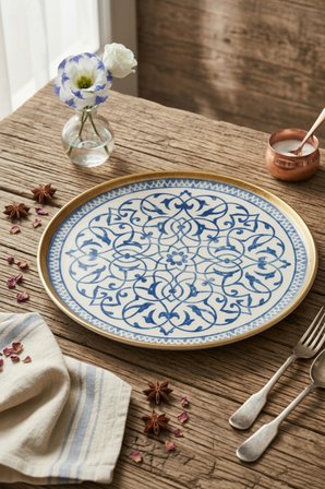6 Kişilik 24 Parça Ethno Desenli Porselen Yemek Takımı Şık Modern Sofra Sunum Seti İpek