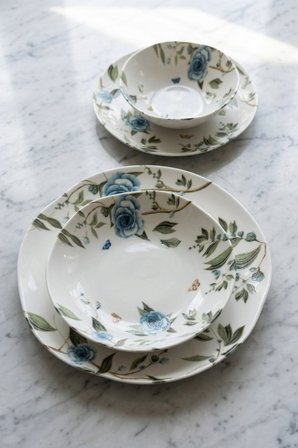 6 Kişilik 24 Parça Kayla Flora Desenli Porselen Yemek Takımı İpek