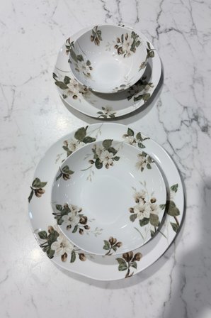 6 Kişilik 24 Parça Kayla Laure Desenli Porselen Yemek Takımı İpek