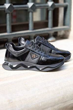 Vincio Siyah %100 Hakiki Deri Erkek Sneaker Ayakkabı