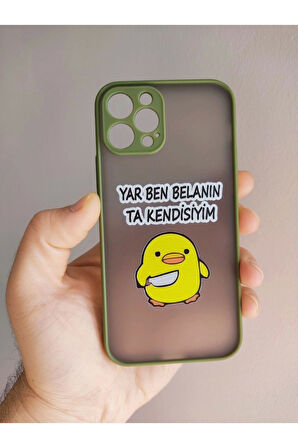 Iphone 12 Pro Uyumlu Kamera Korumalı Katil Civciv Tasarım Tuşları Renkli Yeşil Hux Kılıf