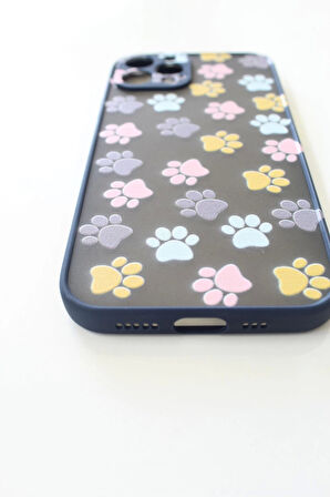 İPhone 12 Pro Yavru Kediler Ve Kedi Patisi Tasarım Tuşları Renkli Telefon Boyun Askılı Set Kılıf
