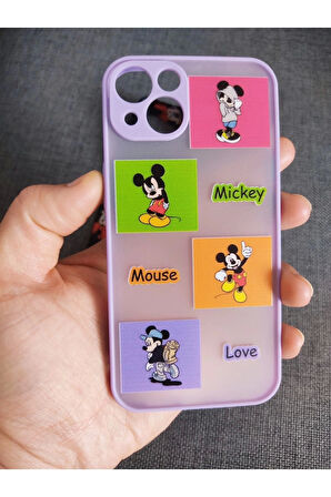 Iphone 13 Uyumlu Kamera Korumalı Mickey Mouse Tasarım Tuşları Renkli Hux Kılıf