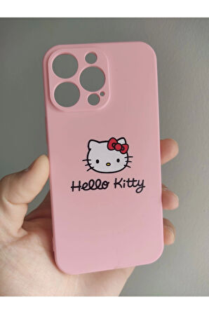 İPhone 13 Pro Hello Kitty Tasarım Telefon Boyun Askılı Set Pembe Kılıf