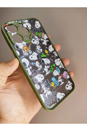 Iphone 14 Pro Max Uyumlu Snoopy Tasarım Tuşları Renkli Hux Kılıf