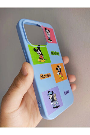 Iphone 14 Pro Mickey Mouse Tasarım Telefon Boyun Askılı Set Kılıf