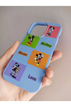 Iphone 14 Pro Mickey Mouse Tasarım Telefon Boyun Askılı Set Kılıf