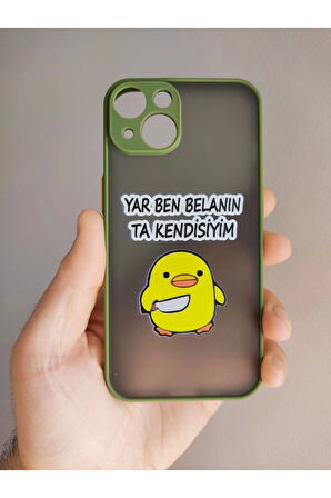 Iphone 14 Uyumlu Kamera Katil Civciv Kamera Korumalı Tuşları Renkli Telefon Boyun Askılı Set Kılıf