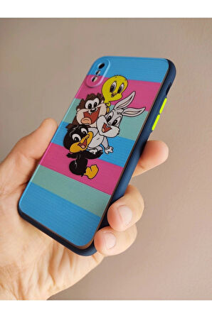 Iphone X / Iphone Xs Uyumlu Looney Tunes Tasarım Tuşları Renkli Kılıf
