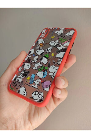 Iphone X / Iphone Xs Uyumlu Snoopy Tasarım Tuşları Renkli Telefon Boyun Askılı Set Kılıf