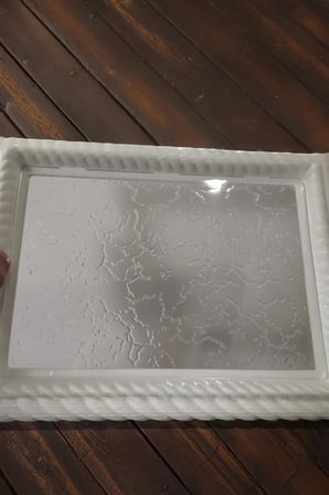 Nevora Örgü Desenli Kahve Sunum Tepsisi 6’lı Set Dikdörtgen Beyaz