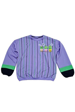Kız Çocuk Kaktüs Desenli Sweatshirt