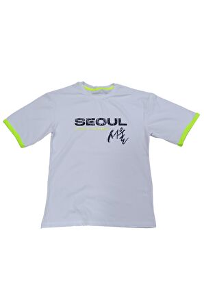 Erkek Çocuk Seoul Desenli Çift Taraf Baskılı Oversize Tişört