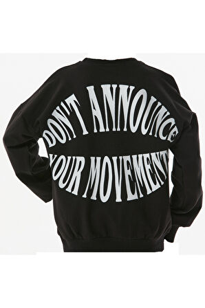 Kız Çocuk /Erkek Çocuk Don't Anounce Çift Taraf Yazı Desenli Siyah Renk Oversize Sweatshirt